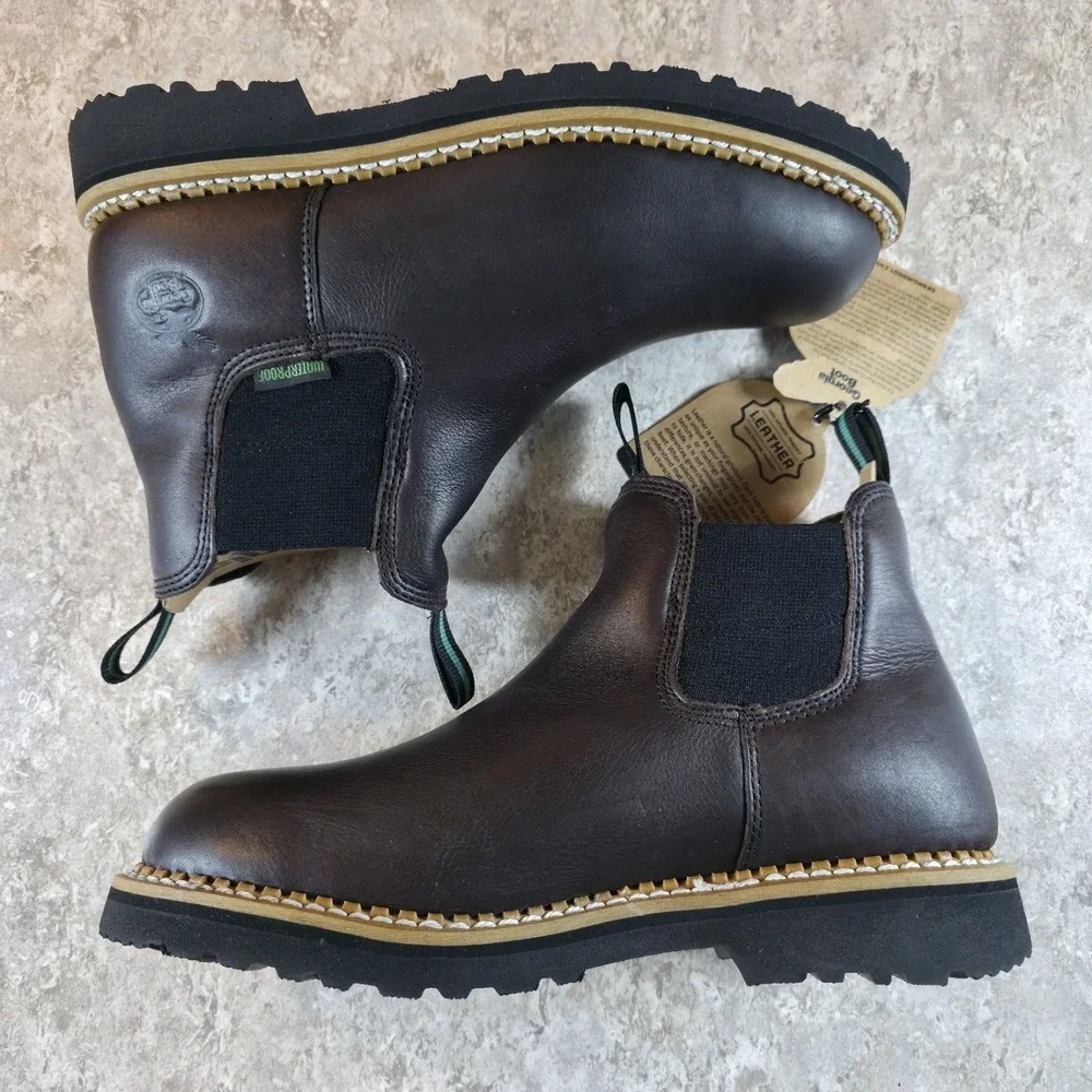 Georgia Giant High Romeo Mens 9.5 W Dark Brown Leather Firm Toe Work Boots New